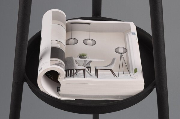 Lampada da terra nera con ripiano (altezza 152 cm) Colette - Reality