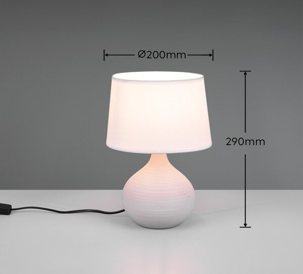 Lampada da tavolo bianco-marrone in ceramica e tessuto, altezza 29 cm Martin - Reality