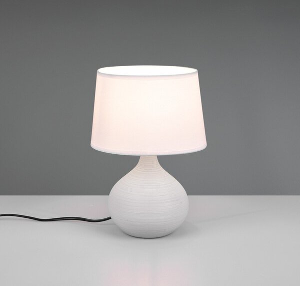 Lampada da tavolo bianco-marrone in ceramica e tessuto, altezza 29 cm Martin - Reality