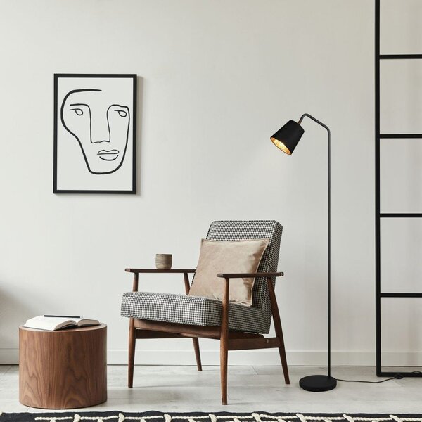 Lampada da terra nera con paralume in tessuto (altezza 148 cm) Buddy - Reality