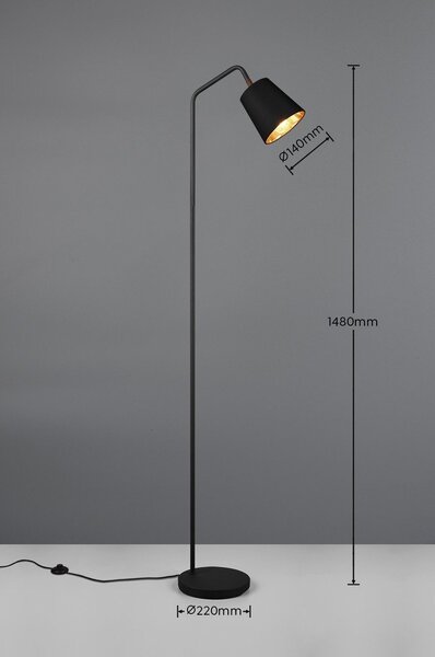 Lampada da terra nera con paralume in tessuto (altezza 148 cm) Buddy - Reality