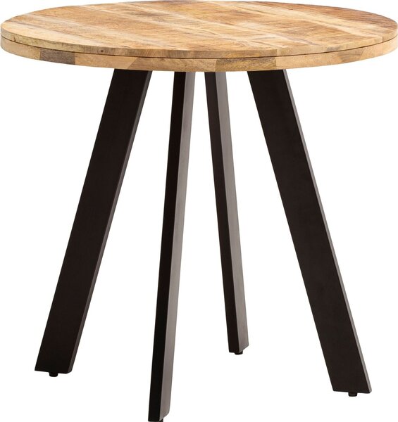 WOHNLING Tavolo da pranzo 80x80x75 cm in legno massello di mango Tavolo da pranzo moderno Tavolo da cucina in legno massello con gambe in metallo Tavolo da pranzo rotondo Tavolino da pranzo