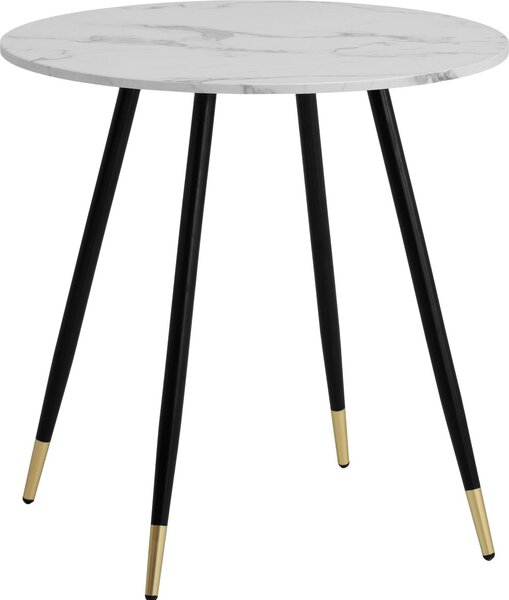 WOHNLING tavolo da pranzo 75x75x76 cm look marmo tavolo da pranzo bianco tavolo da cucina moderno con gambe in metallo piccolo tavolo da pranzo sala da pranzo rotonda