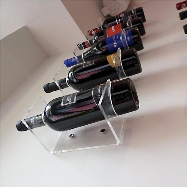 Porta bottiglia orizzontale da parete modello Chardonnay 16,5x11xh68 cm - spessore 4 mm 10 pezzi in plexiglass trasparente