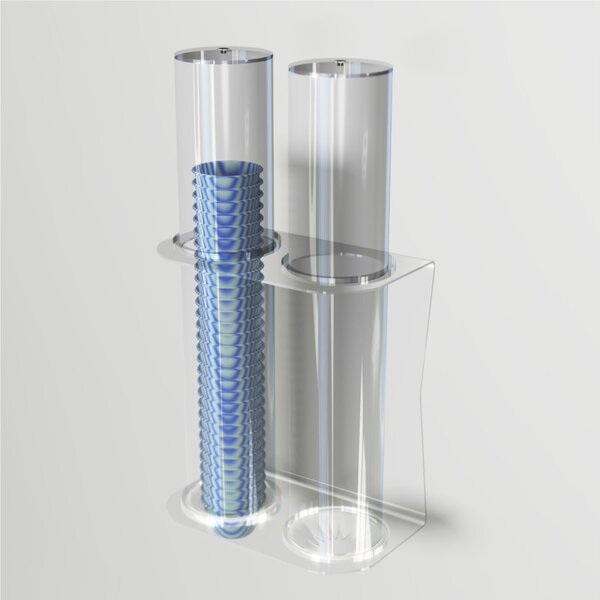Porta coppette per gelato da parete 2 file 26,8xh50 cm - � 9,4 cm con valvola ferma coppette in silicone colore trasparente