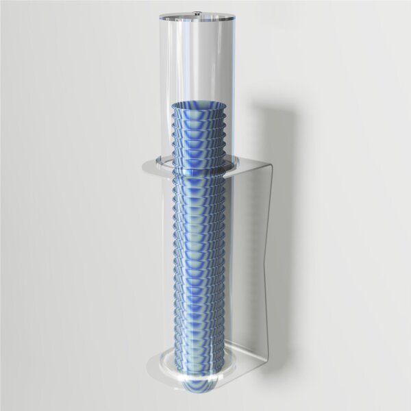 Porta coppette per gelato da parete 1 fila 15,4xh50 cm - � 9,4 cm con valvola ferma coppette in silicone colore trasparente