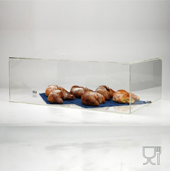 Vetrina da banco in plexiglass bifacciale con sportelli di chiusura 43x60xh20 cm peso 6,03 kg in plexiglass 5 mm trasparente