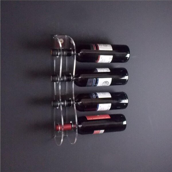 Porta bottiglia Verticale da parete modello per 4 bottiglie 13x6xh44cm - spessore 5 mm i in plexiglass trasparente