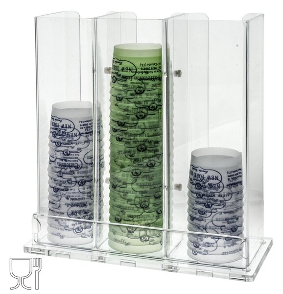 Porta coppette per gelato da Banco con segnaprezzi e 3 scomparti 31x14xh31 cm - colore trasparente