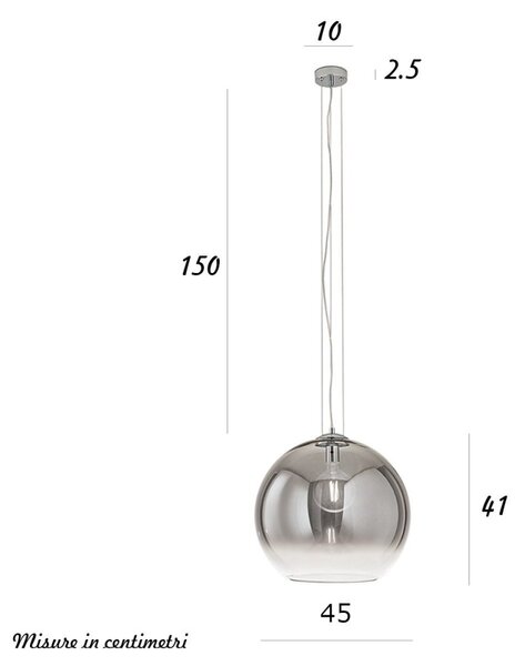 Lampadario vetro soffiato perenz planet 8526 fu 45 e27 led fumè - Perenz