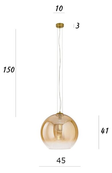 Lampadario vetro soffiato perenz planet 8526 am 45 e27 led ambra - Perenz