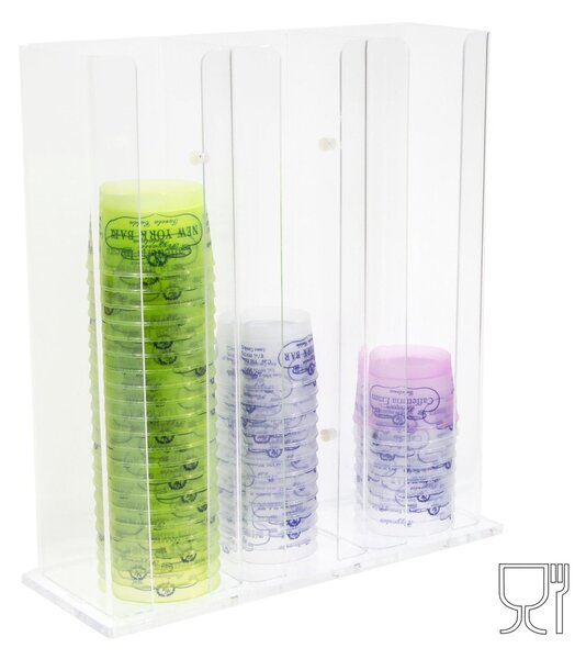 Porta coppette vuote impilate per gelato da Banco con Tre colonne 32x13xh45 cm - colore trasparente