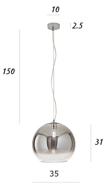 Lampadario vetro soffiato perenz planet 8524 fu 35 e27 led fumè - Perenz