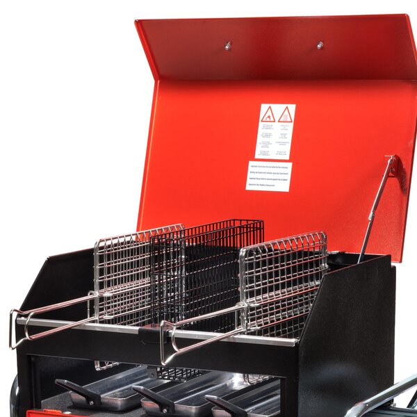 Barbecue Portatile per 6-8 persone due griglie inox 25x35 cm WEEKEND dimensioni 47xh62 cm-peso 33 kg Lamiera Verniciata A forno rosso