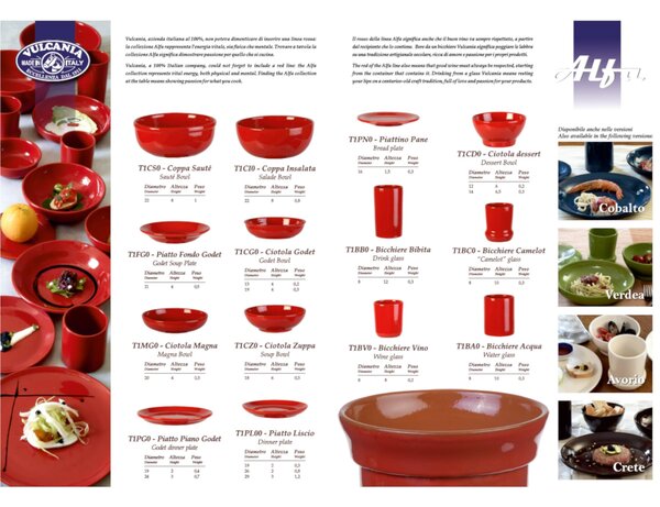 Tegame in Terracotta Smaltata �28xh11,4 cm - lt 2,8 peso 2,8 kg No Piombo no Cadmio Linea Alfa Colore rosso