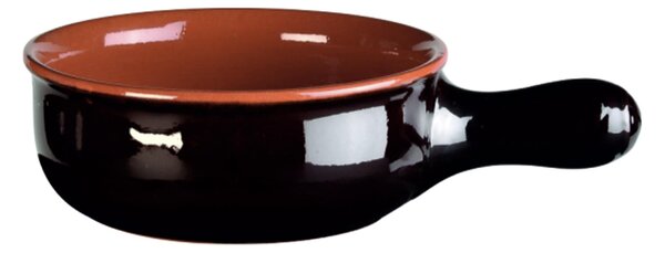 Casseruola un manico in Terracotta Smaltata �12xh4,6 cm - lt 0,3 peso 0,3 kg No Piombo no Cadmio linea Terra Colore marrone