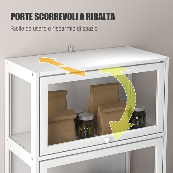 HOMCOM Vetrina per Collezione a 4 Ripiani con Ante a Battente, in Legno e Acrilico, 59x30x139 cm, Bianco | Aosom Italy