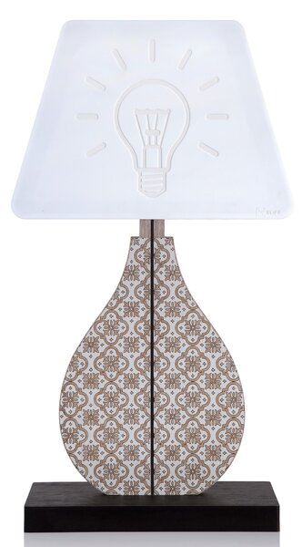 Lampada da Appoggio in legno e Krion K-LIfe Shape Marrakech 20x9xh36cm purifica l'aria Antisettico , Antibatterico