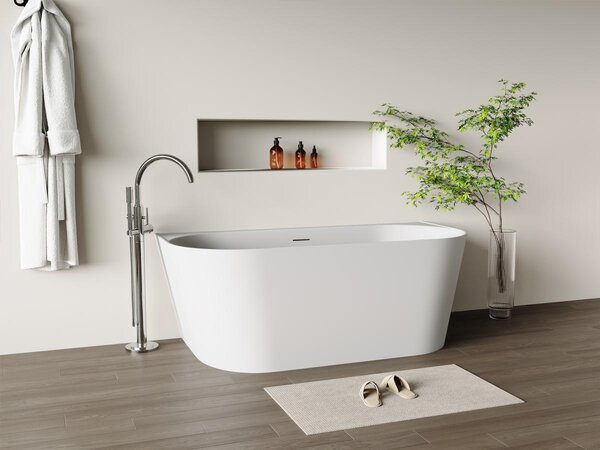 Vasca da bagno semi freestanding 230 litri 160 x 75 x 58 cm Bianco opaco Acrilico - AMOBIA