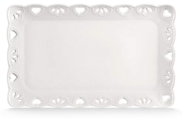 Vassoio rettangolare traforato in porcellana bianca traforata 35x22 cm colore bianco