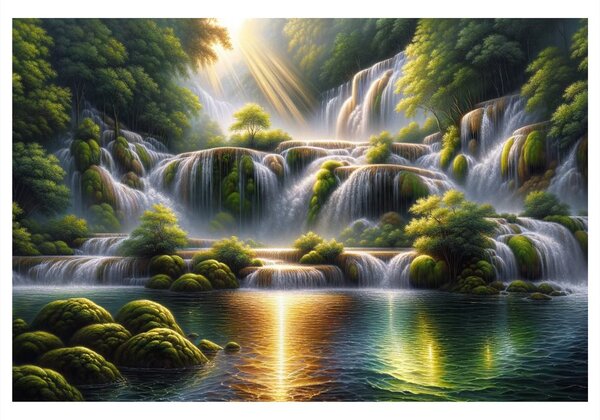 Quadro su tela – Cascata nella foresta tropicale
