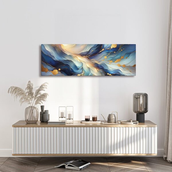 Quadro su tela – Flusso blu e dorato