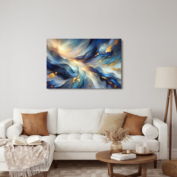 Quadro su tela – Flusso di luce blu e oro