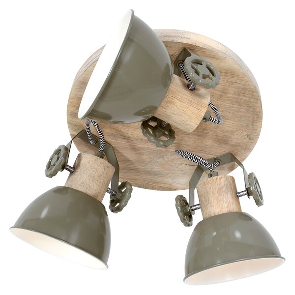 Mexlite - faretto - Gearwood - verde - metallo legno di gomma - Ø 38cm - E27 - 3063G