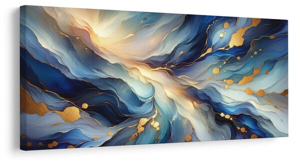Quadro su tela – Linee dorate nella profondità blu