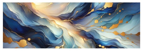 Quadro su tela – Flusso blu e dorato