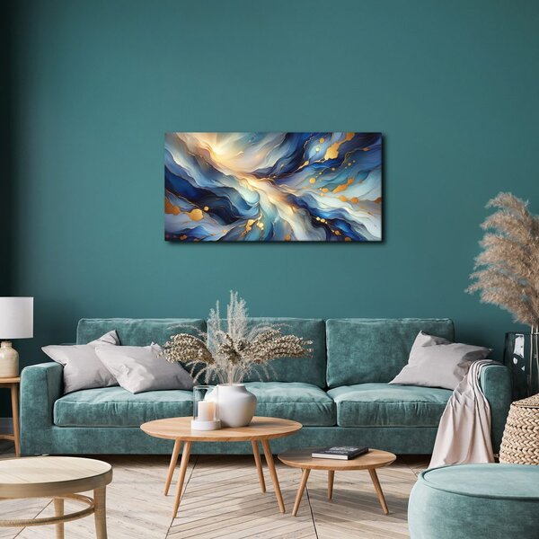 Quadro su tela – Linee dorate nella profondità blu