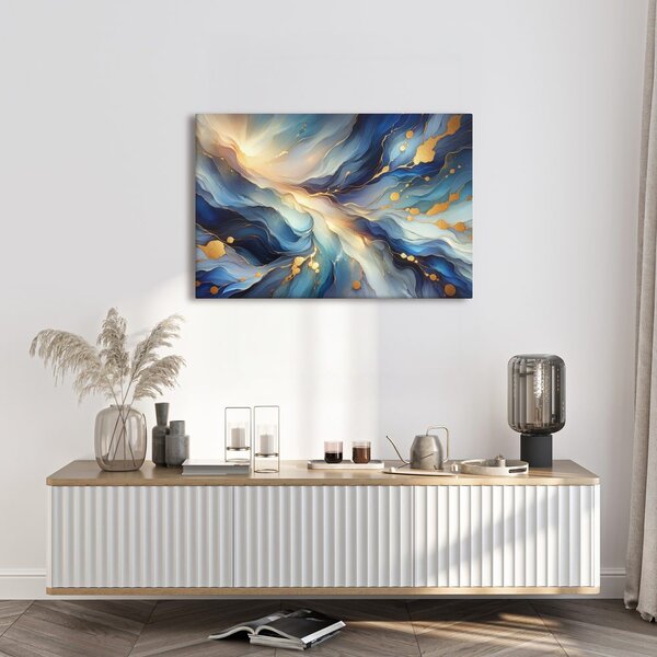 Quadro su tela – Flusso di luce blu e oro