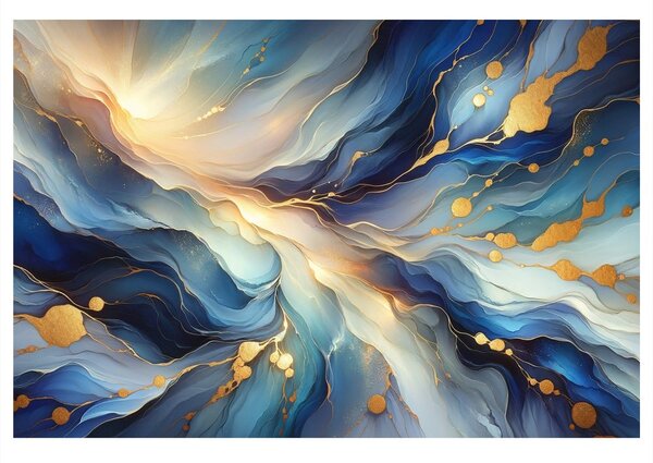 Quadro su tela – Flusso di luce blu e oro