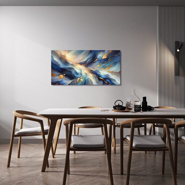 Quadro su tela – Linee dorate nella profondità blu