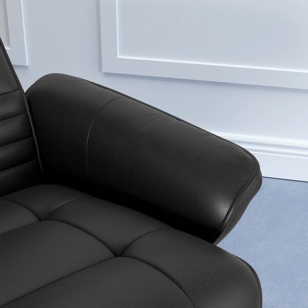 HOMCOM Poltrona Imbottita, Poltrona Accent con Poggiapiedi, girevole, ergonomico, Tessuto Microfibra, fino a 150 kg, Nero
