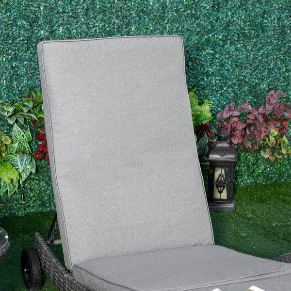 Outsunny Lettino da Giardino in Polyrattan con Cuscino Schienale Regolabile in 5 Posizioni Lettino da Giardino in Rattan Mobili da Giardino Forma a S in Metallo Grigio 207 x 70 x 70 cm