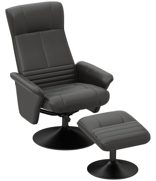 HOMCOM Poltrona Imbottita, Poltrona Accent con Poggiapiedi, girevole, ergonomico, Tessuto Microfibra, fino a 150 kg, Nero