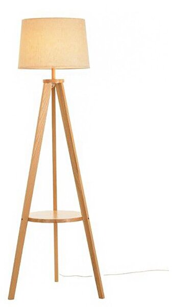 Piantana classica illuminando compasso te led lampada terra legno frassino paralume tessuto sabbia interni e27 - Illuminando