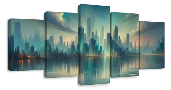 Quadro su tela – Città futuristica sul fiume