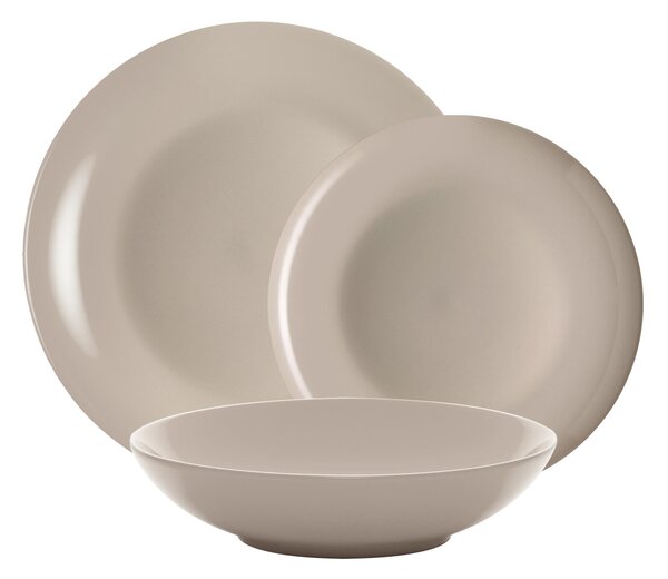 Servizio piatti 18 pezzi 6 posti tavola in porcellana con decoro Sottosmalto Collezione Mitika lavabile in lavastoviglie colore Grigio Gubbio