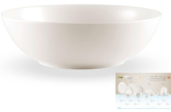 Insalatiera in porcellana SKANDIA cm 25 Collezione Toscana lavabile in lavastoviglie porcellana Di Limoges Bianco Freddo