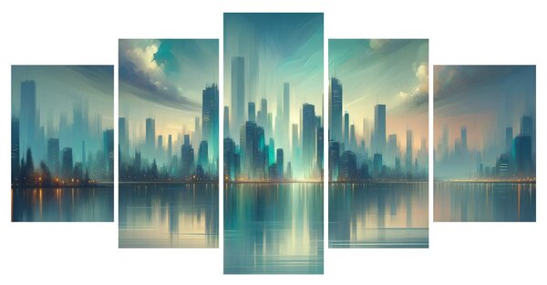 Quadro su tela – Città futuristica sul fiume