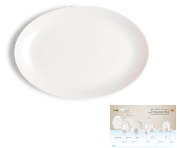 Piatto Ovale da portata in porcellana SKANDIA cm 38x24 cm Collezione Toscana lavabile in lavastoviglie porcellana Di Limoges Bianco Freddo