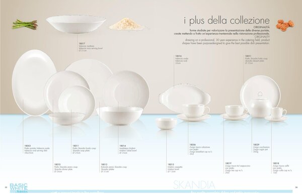 Coppetta macedonia Set 6 Pezzi in porcellana SKANDIA cm 13 Collezione lavabile in lavastoviglie porcellana Di Limoges Bianco Freddo