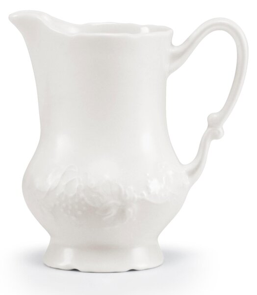 Lattiera in porcellana con decoro a rilievo 10,5x7,5xh11 cm Collezione Toscana lavabile in lavastoviglie porcellana Di Limoges Bianco Freddo