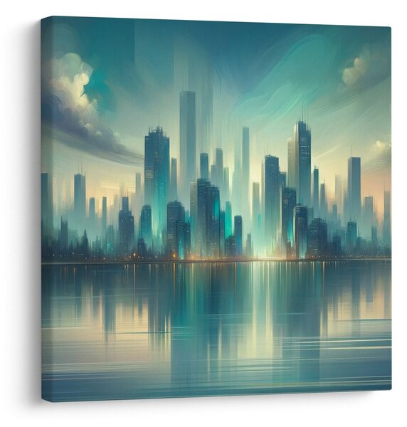 Quadro su tela – Riflesso della città sulla superficie dell’acqua
