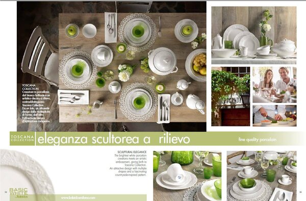 Piatto Rotondo da portata in porcellana con decoro a rilievo cm 32 Collezione Toscana lavabile in lavastoviglie porcellana Di Limoges Bianco Freddo