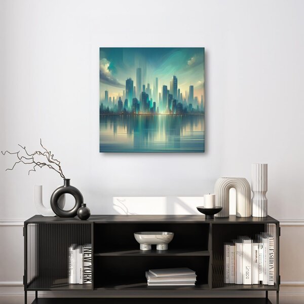 Quadro su tela – Riflesso della città sulla superficie dell’acqua