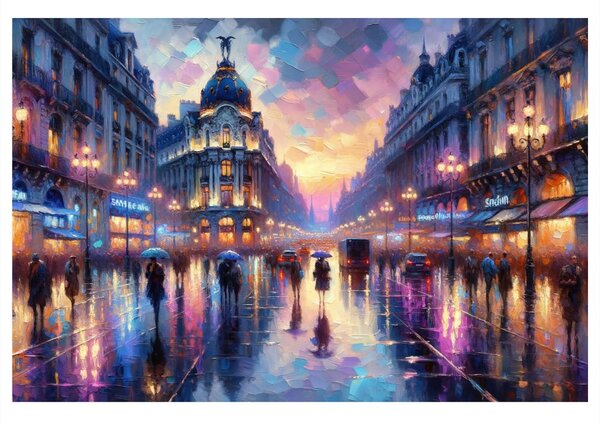 Quadro su tela – Vista pittorica di Parigi di sera