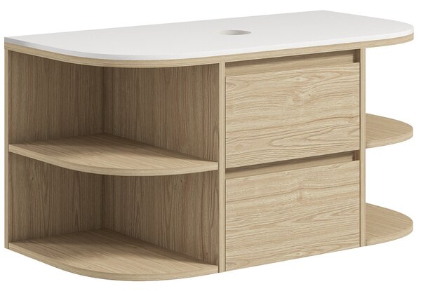 HOMCOM Mobile sottolavabo bagno sospeso mobile sottovasca con cassetti a chiusura soft e ripiani, marrone